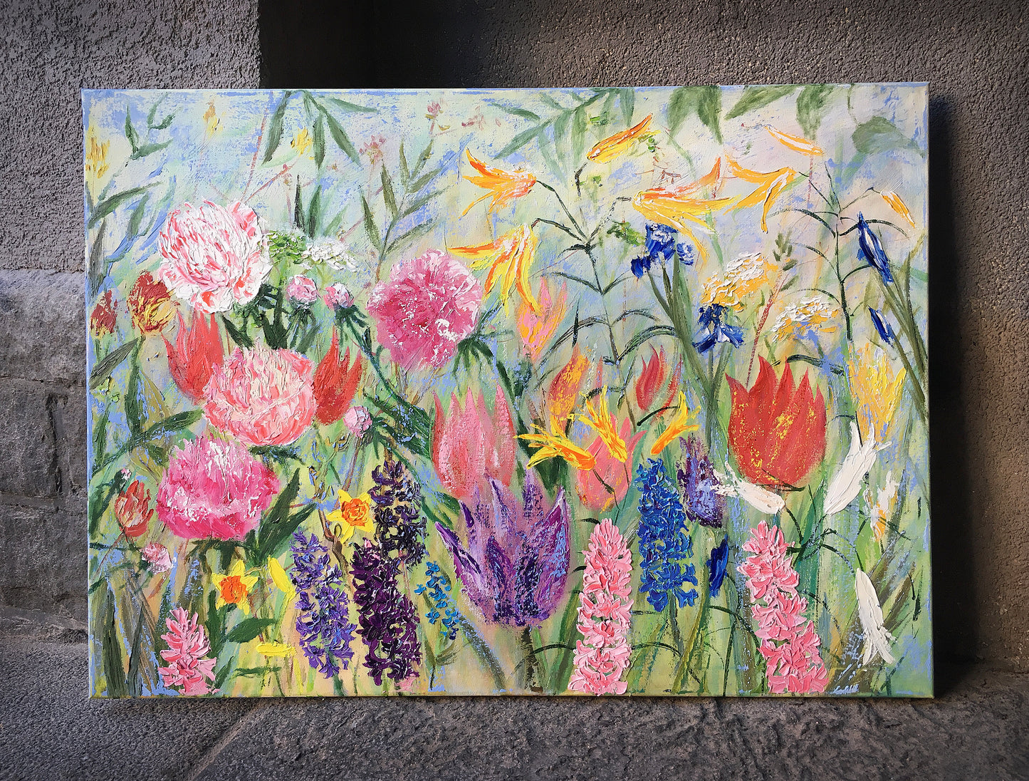 Composition with flowers / 65x90cm / oil canvas