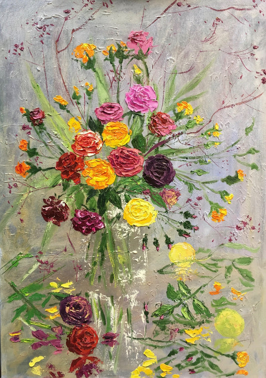 Roses and lemons / 70x50cm  / Oil, canvas