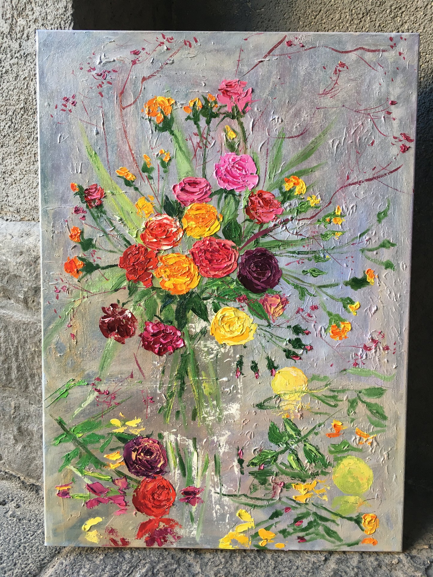 Roses and lemons / 70x50cm  / Oil, canvas