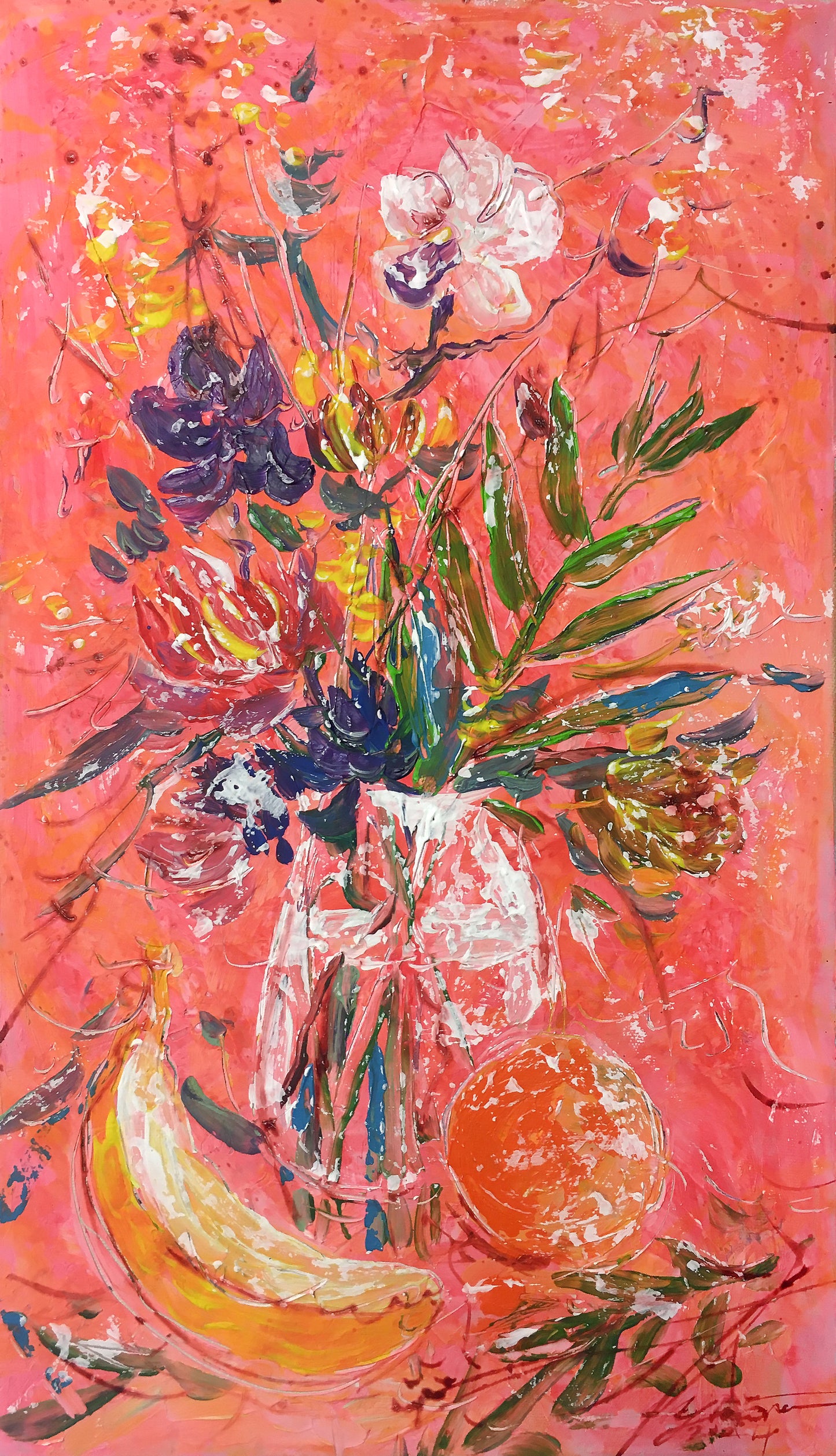 Hot pink orchidea / 20x50cm / Acrilyc on canvas