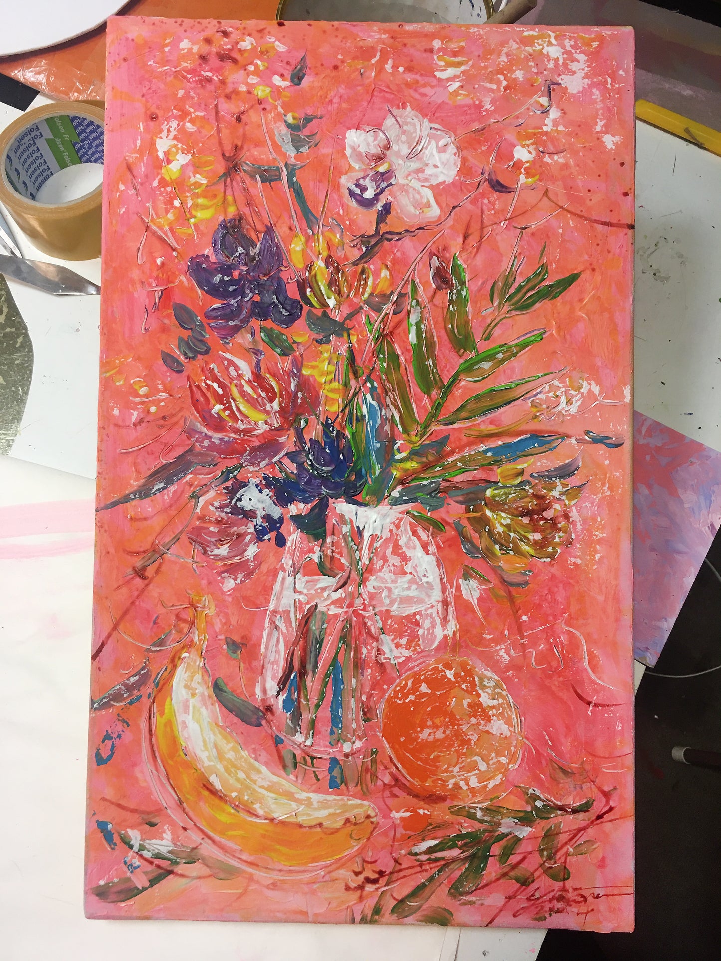 Hot pink orchidea / 20x50cm / Acrilyc on canvas