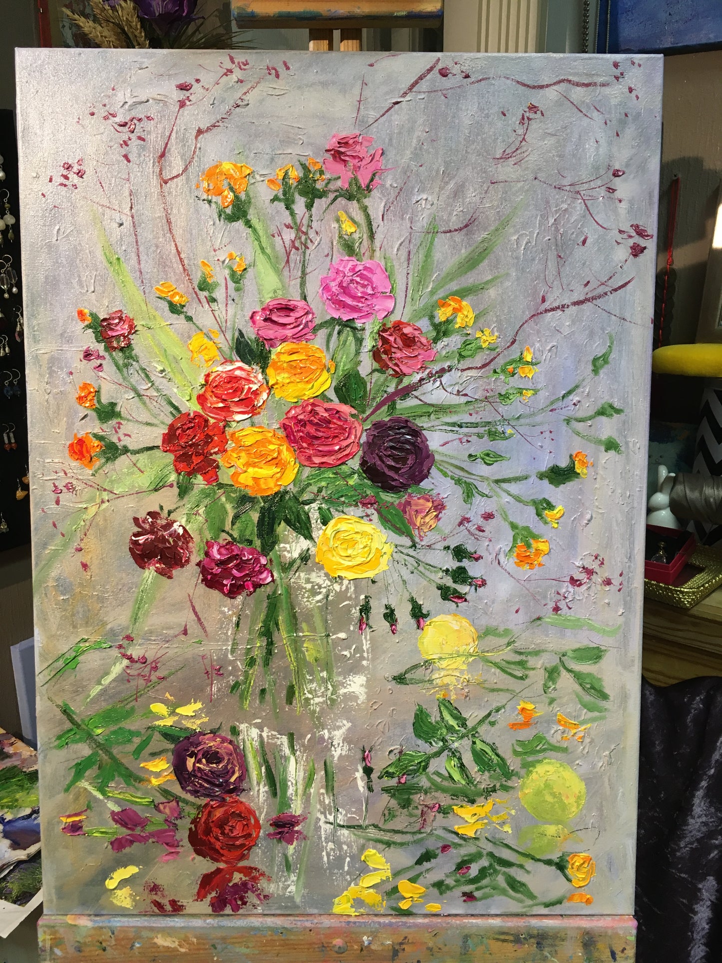 Roses and lemons / 70x50cm  / Oil, canvas