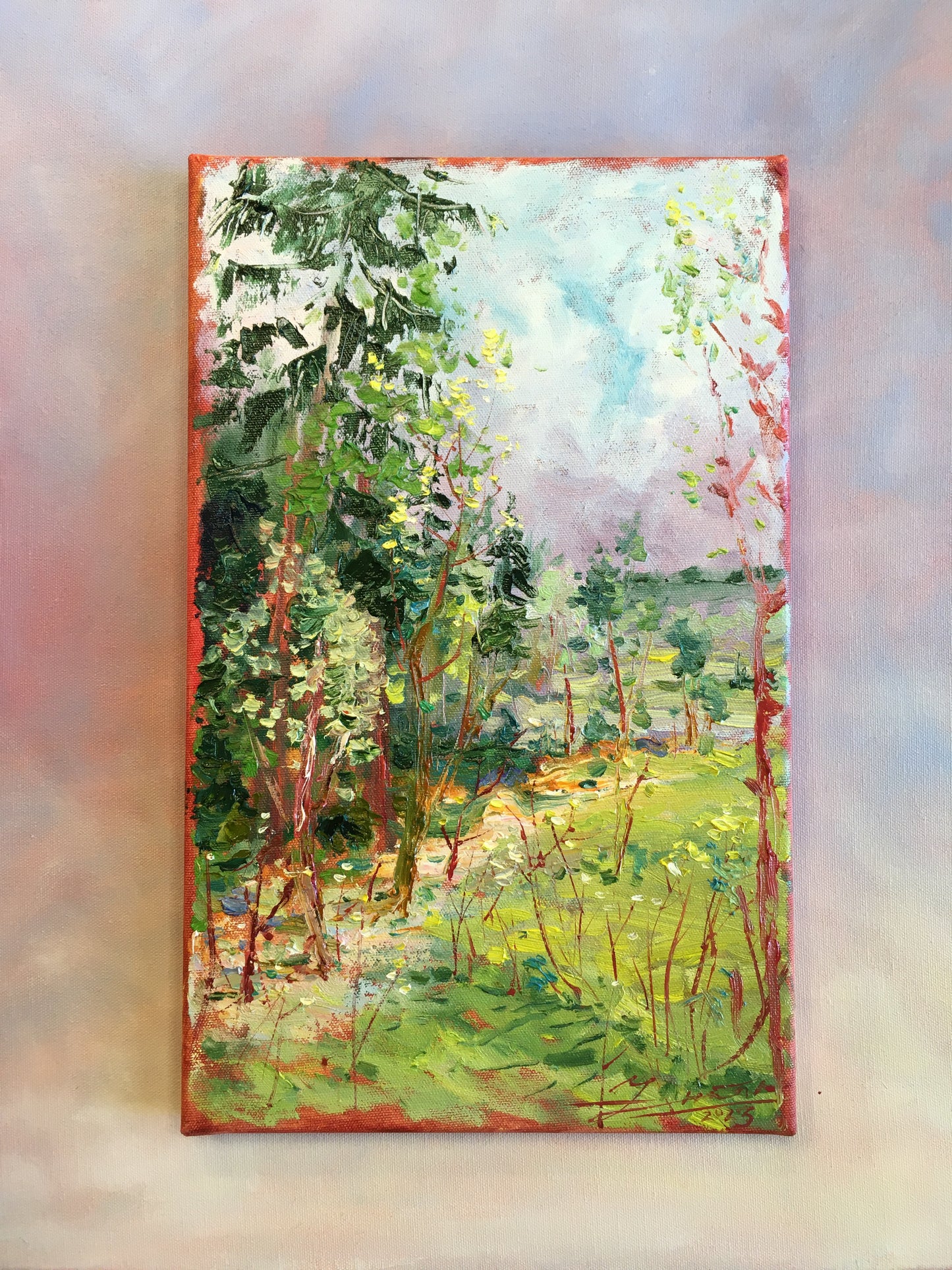 Landscape with forest / 40x25 / Oil canvas