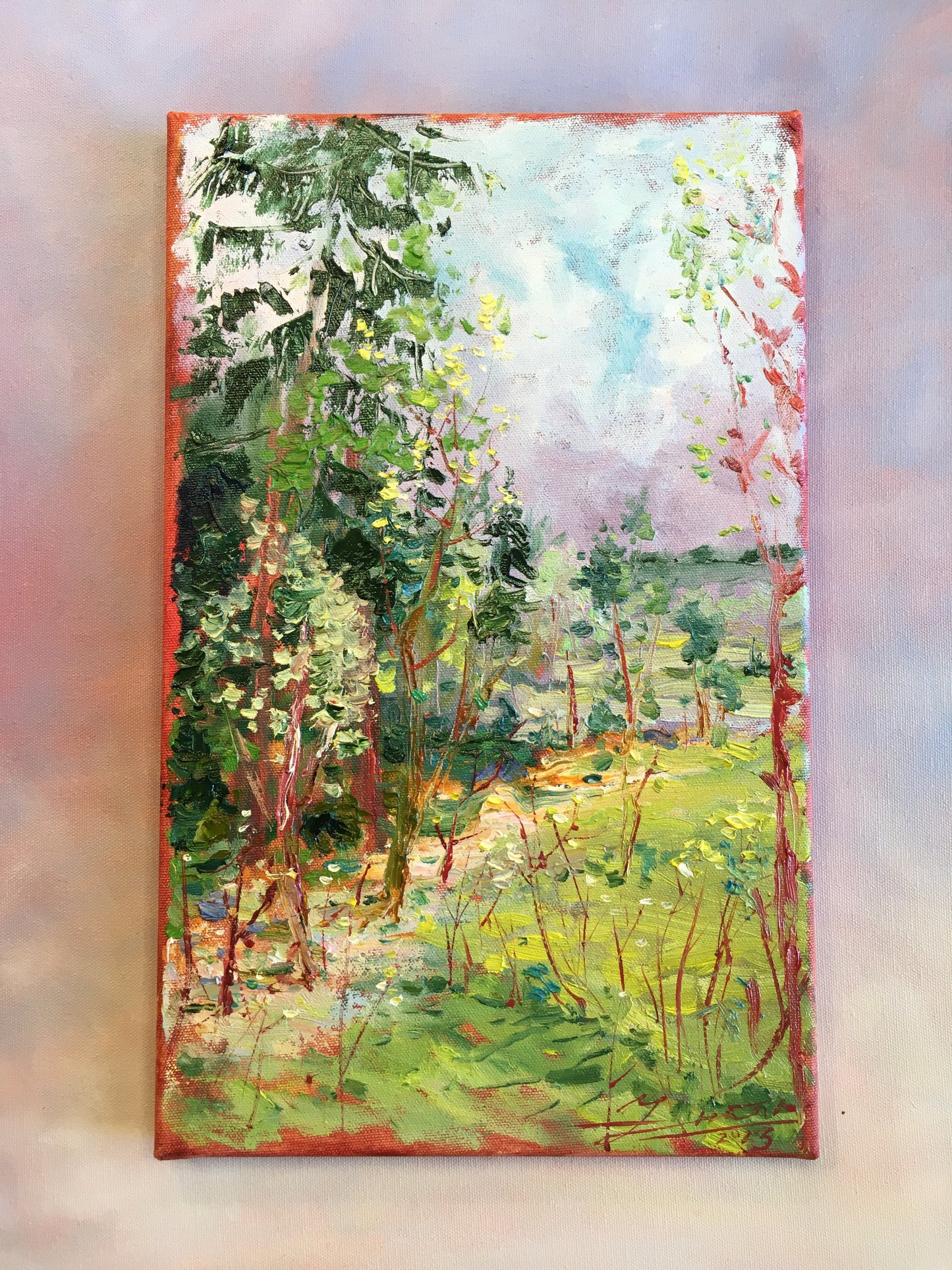 Landscape with forest / 40x25 / Oil canvas