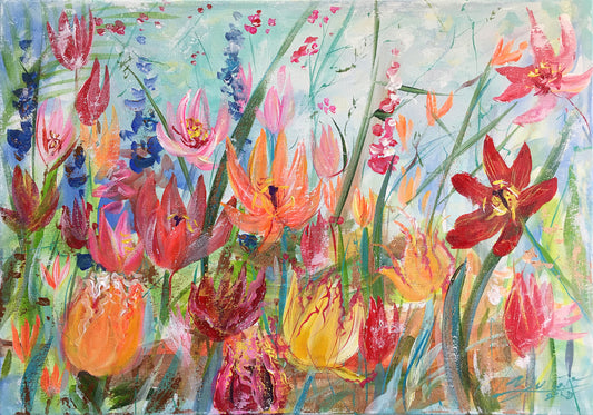 Flowers and wind / 46x66cm / acrylic canvas