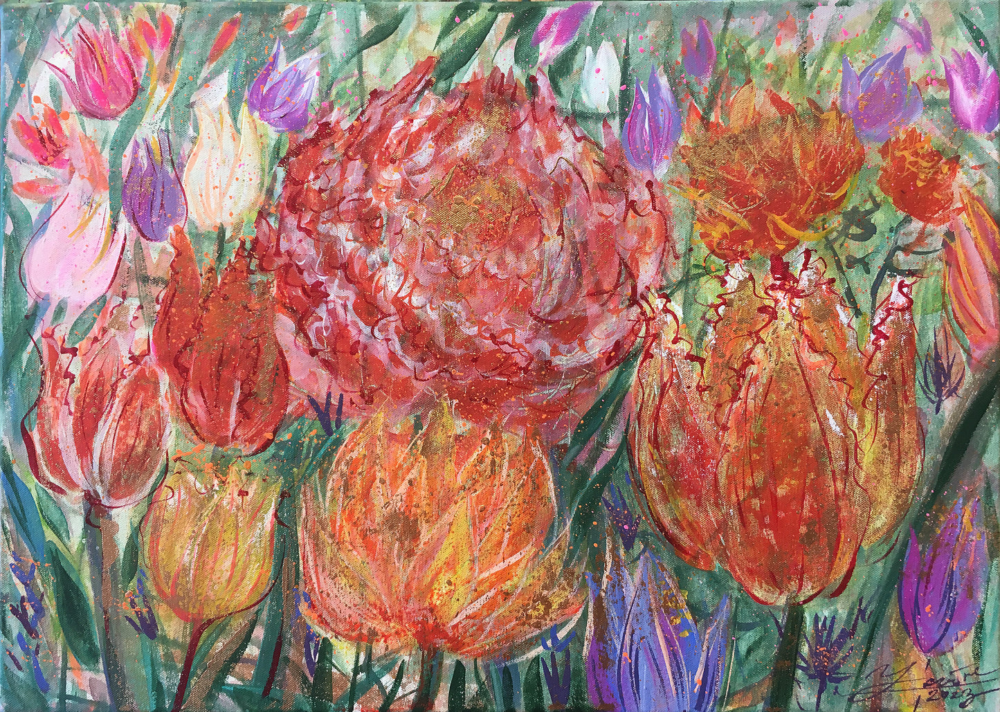Flowers  / 46x66cm / acrylic canvas