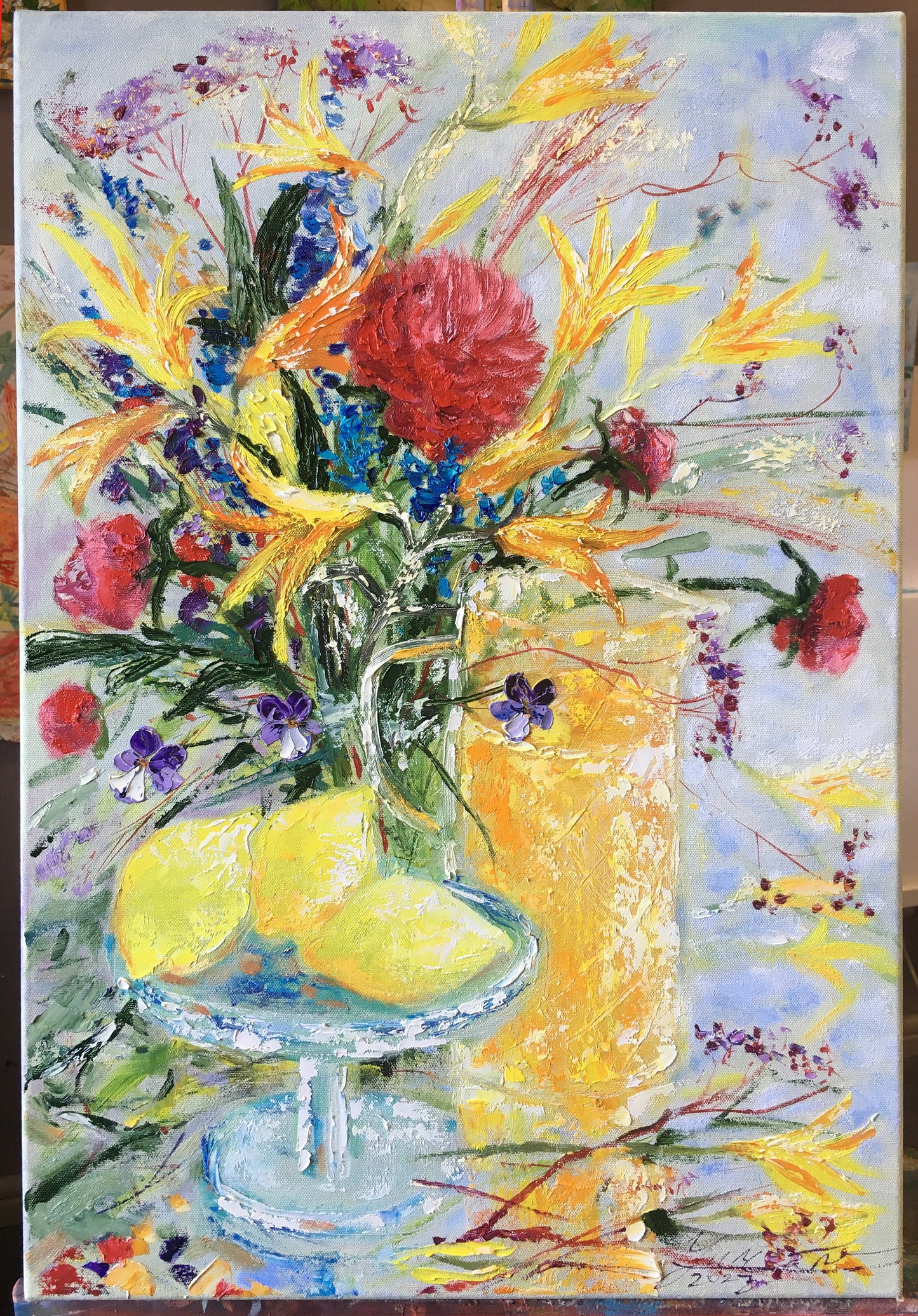 Still life with lemons and lilies / 66x46cm / Oil, canvas