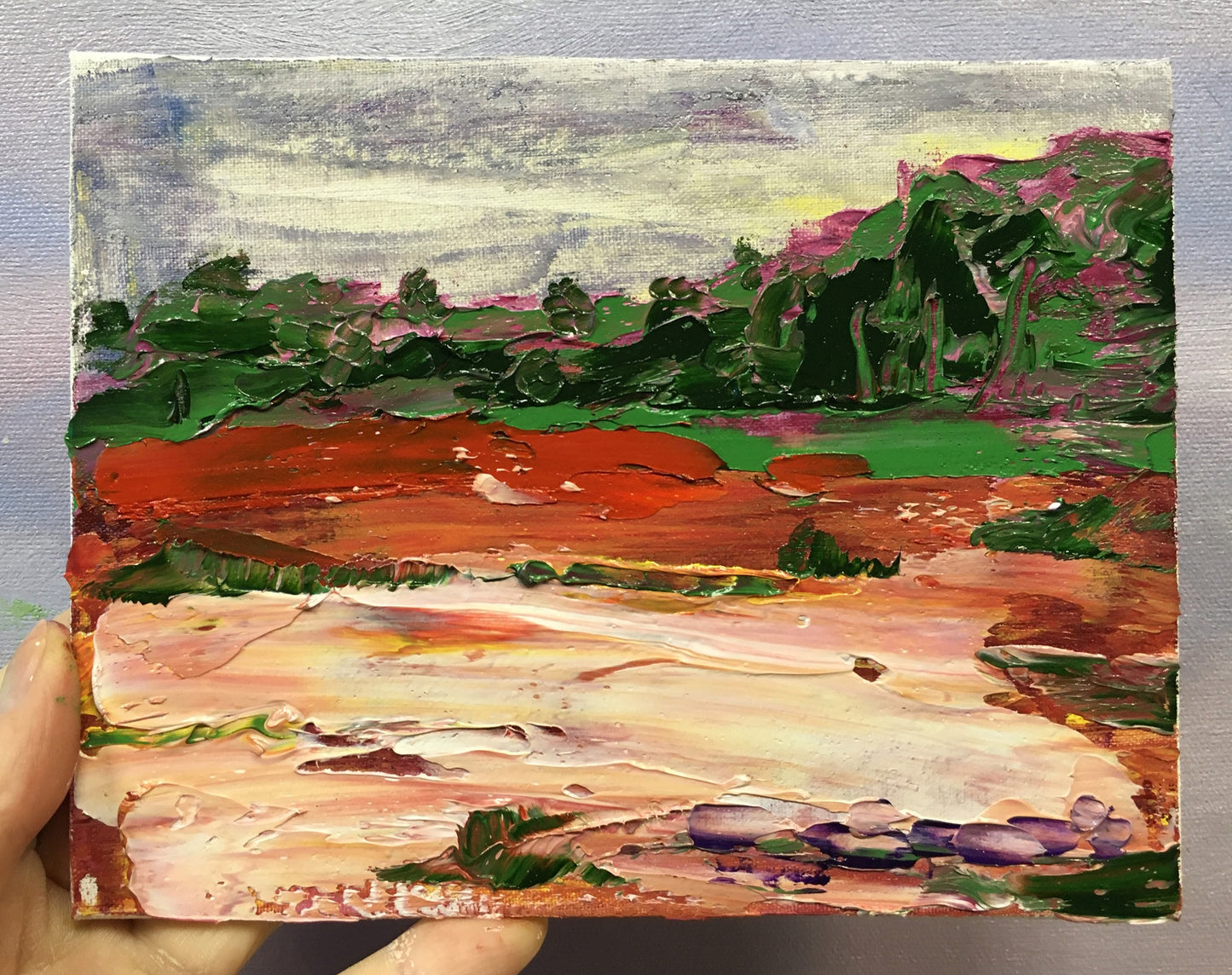 Miniature "Field" / 13x18cm / oil, canvas, cardboard