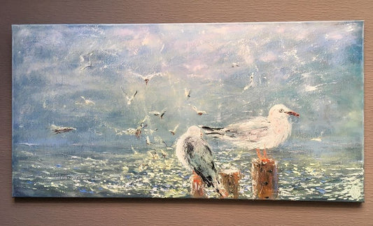 Seagulls dialouges / 50x100cm / Oil, canavas