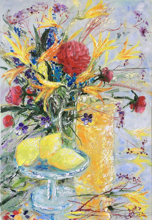 Still life with lemons and lilies / 66x46cm / Oil, canvas