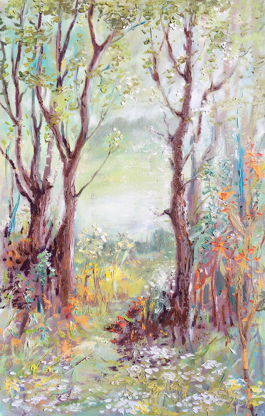 Landscape with forest / 90x40cm / Oil, canvas