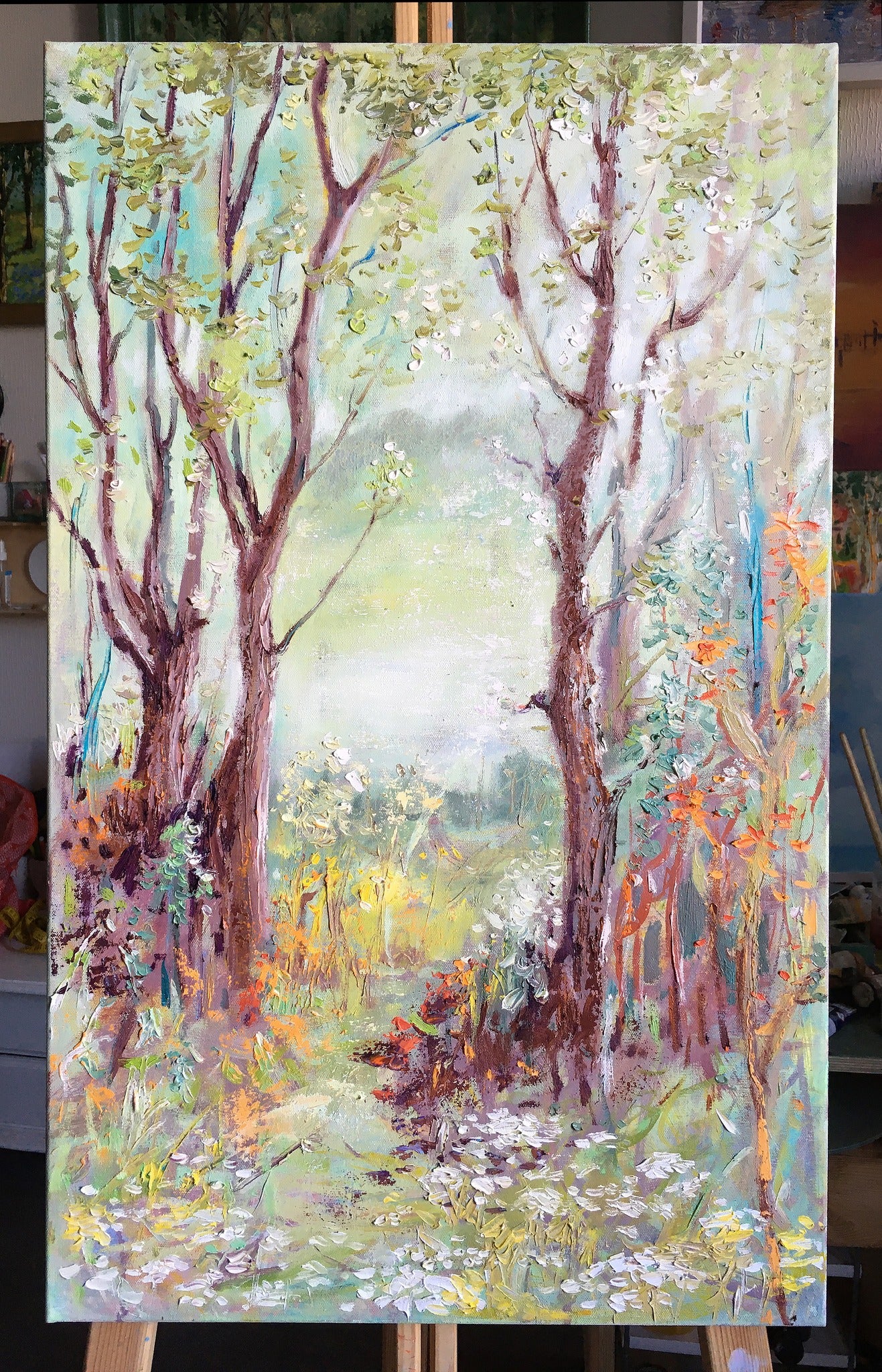 Landscape with forest / 90x40cm / Oil, canvas