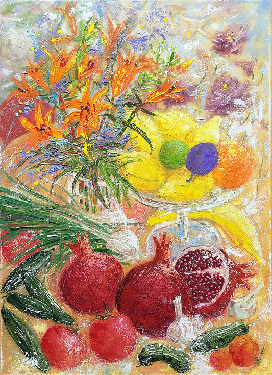 Still life with pomegranate / 70x50cm / Oil, canvas