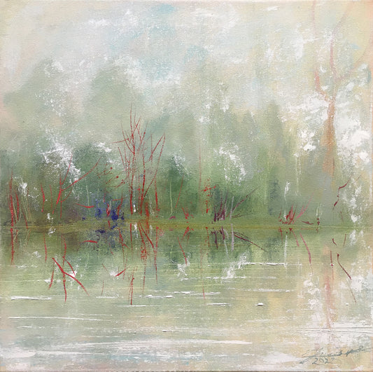 Mist and dew in the morning light / 45x45cm/ Oil canvas