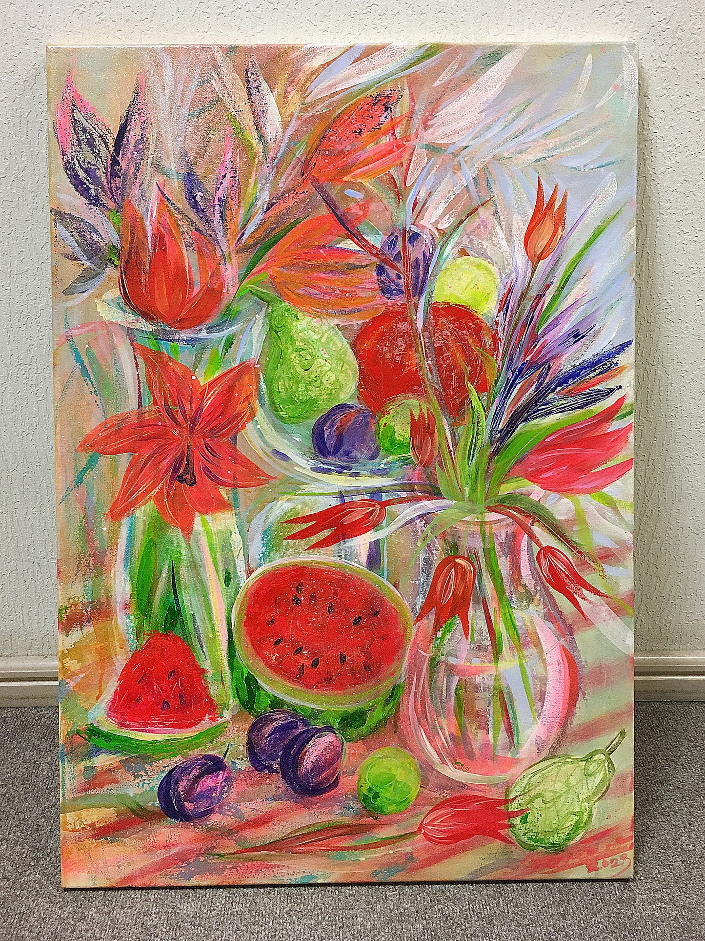 Stil life with watermelon / 90x60cm / Acrylic, canvas