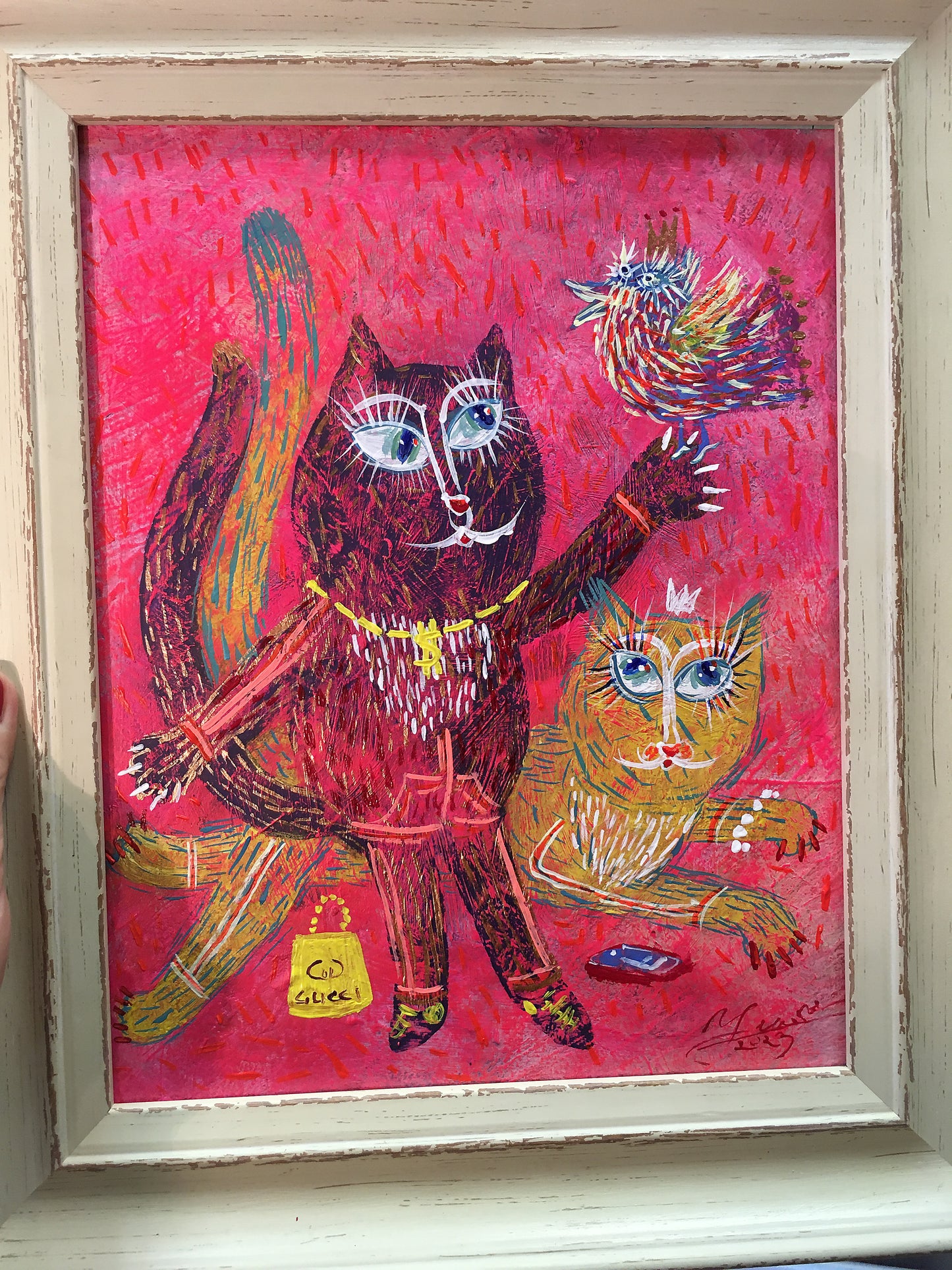 Gucci cats and springtime / 30x24cm / acrylic on cardboard